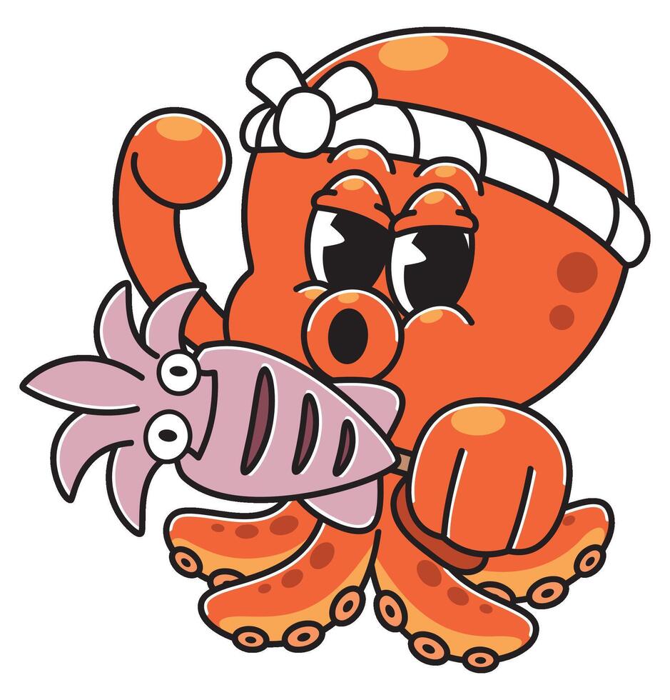 Cartoon octopus with squid vector