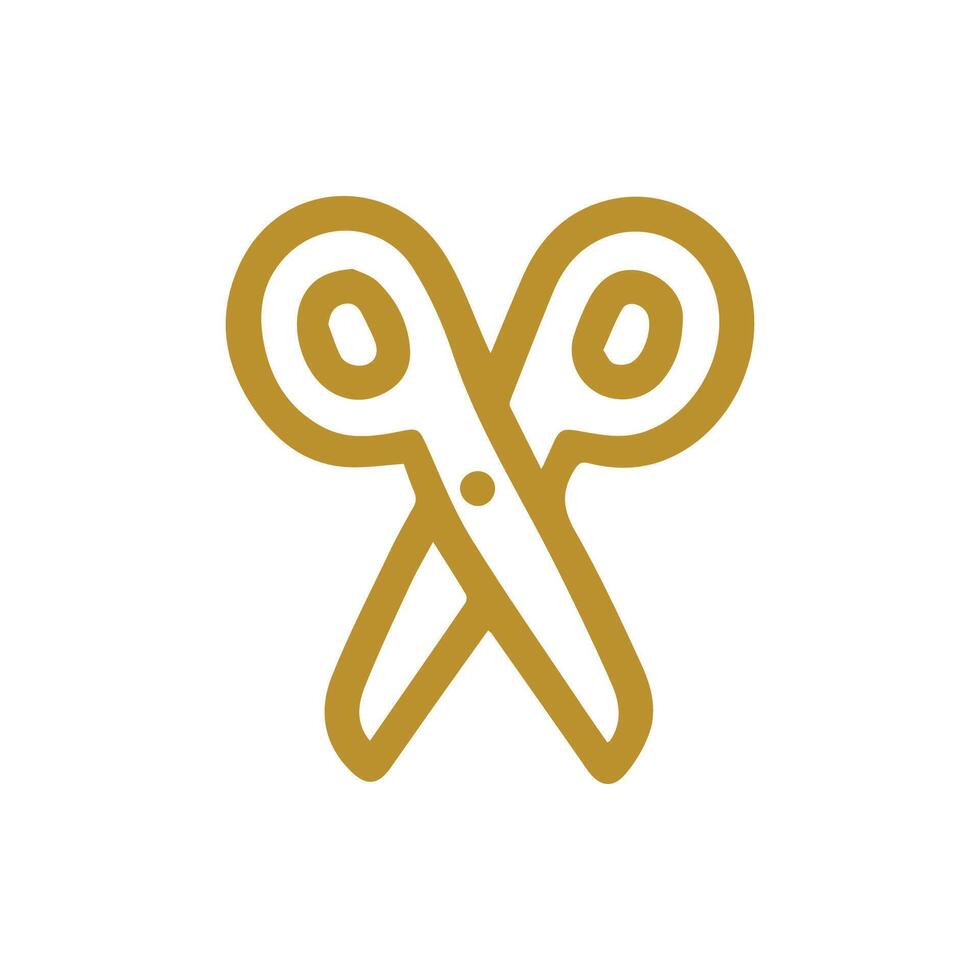 Golden Scissors Outline for Crafting Art and DIY Projects Essential Tool Icon vector