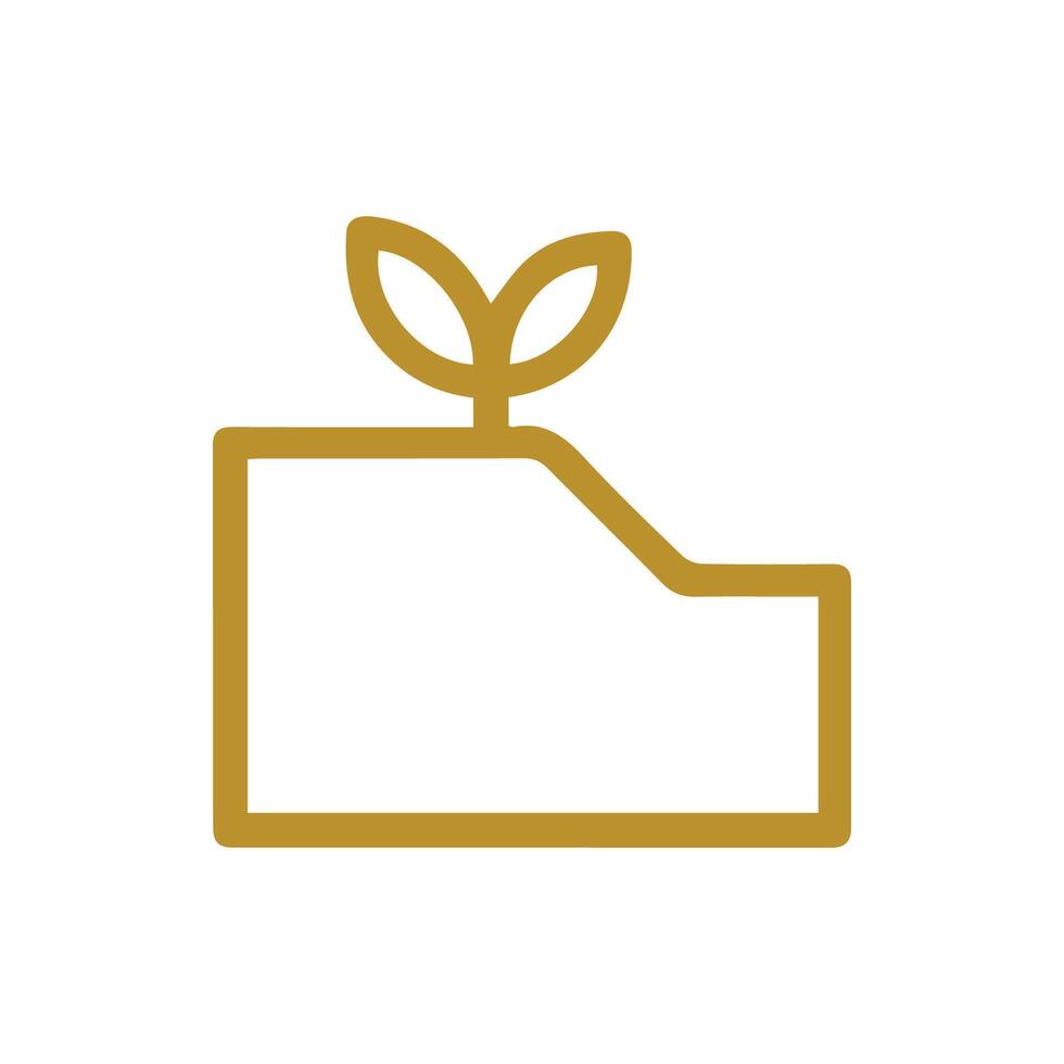 Abstract gold plant in planter box icon minimalist design for growth and nature vector