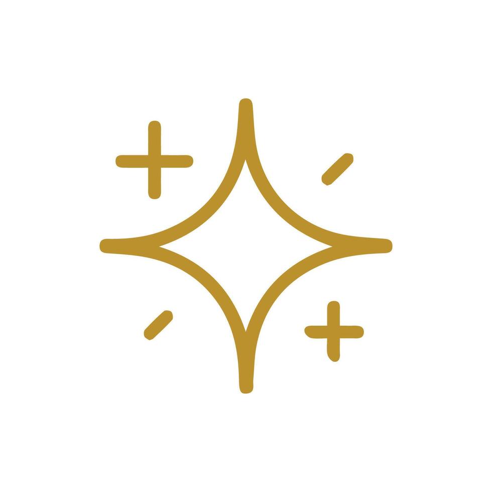 Golden Sparkle Shine Icon Simple Clean Brightness Dazzling Effect Design Element vector