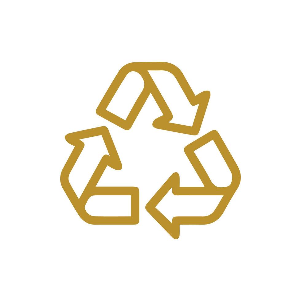 Smooth Golden Line Art Recycling Symbol for Sustainable Earth Practices vector