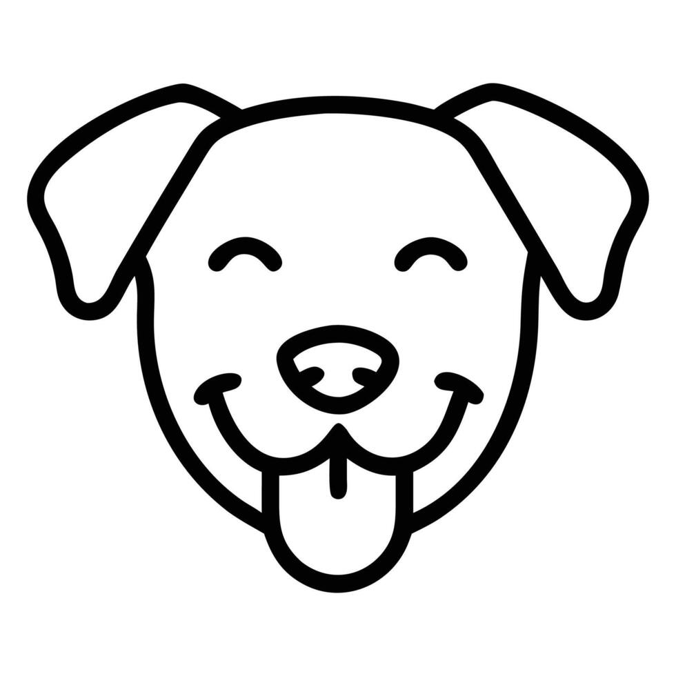 Outline of a happy dog face with its tongue hanging out on display vector