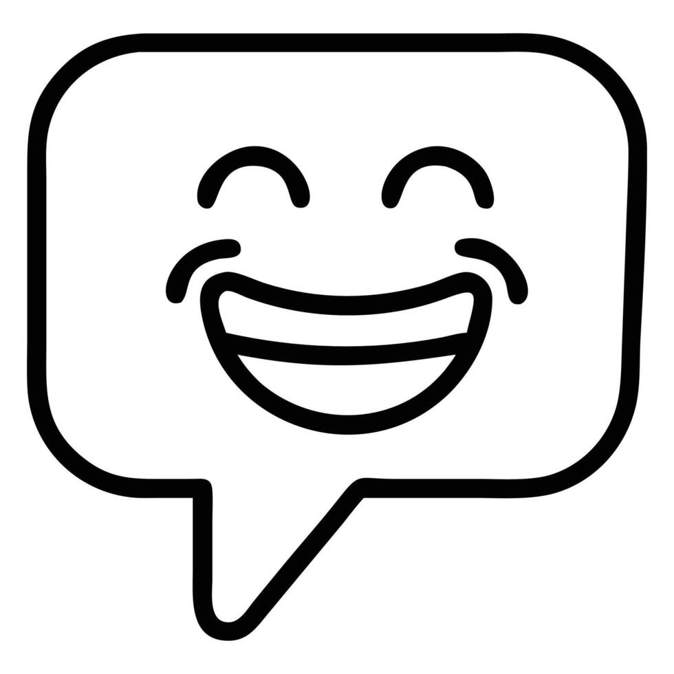 Smiling emoticon face inside a speech bubble suggests online happiness or communication vector