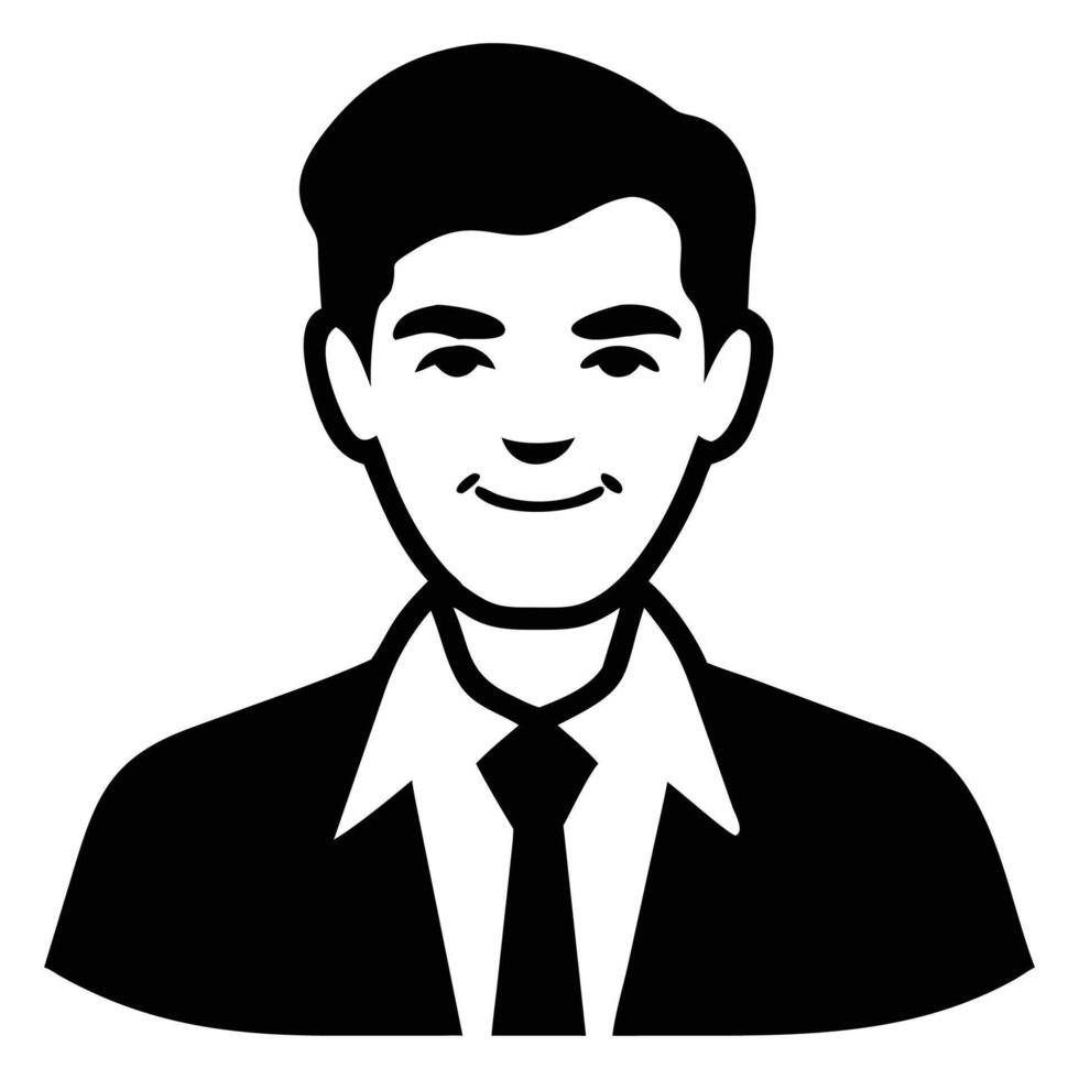 Smiling businessman avatar presents a minimalist and clean aesthetic suitable for diverse applications vector