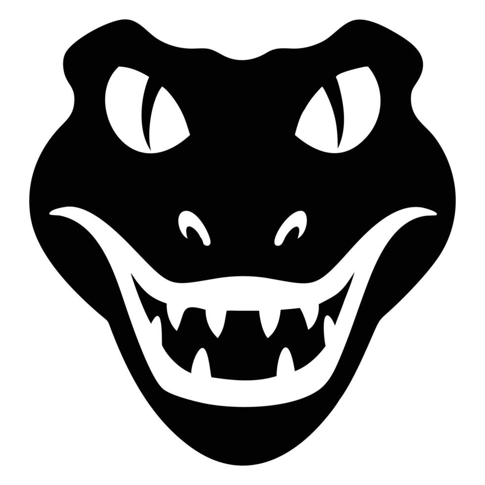 Black silhouette of a reptile face shows its teeth and menacing eyes vector