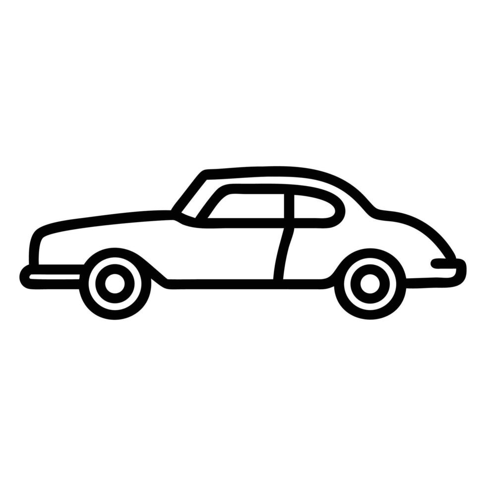 Bold outlines clearly define a minimalist icon of a classic coupe car vector