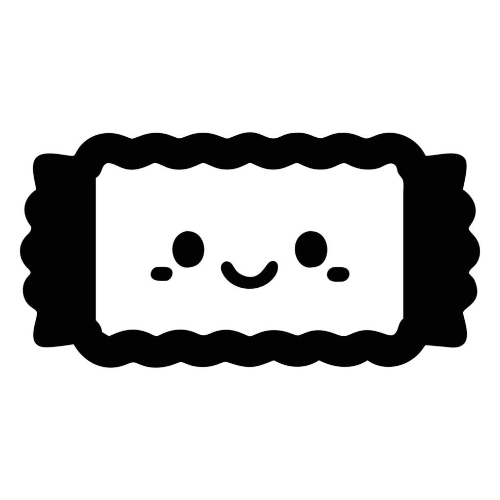 Cartoon dessert character showcases joyful expression with dark outline on a white backdrop vector