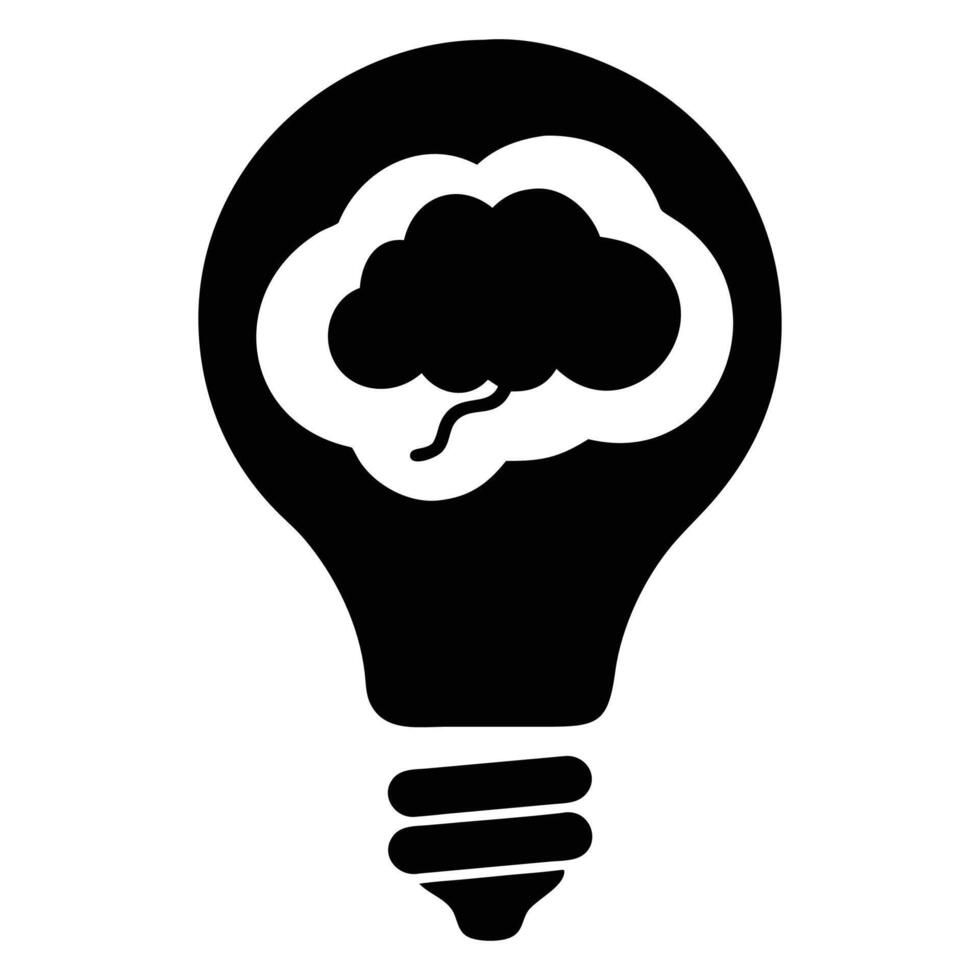 Conceptual thinking is represented by the human brain inside the abstract lightbulb shape vector