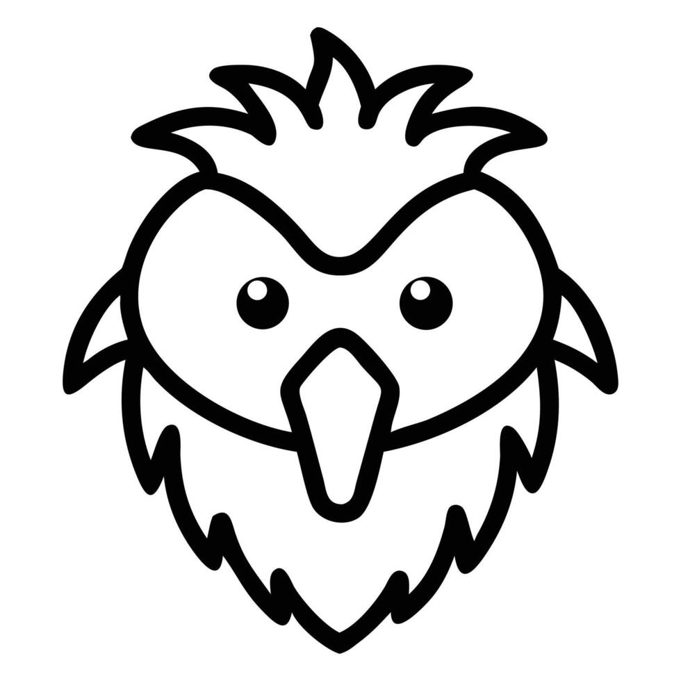 drawing presents a stylized head of an owl with bold outline vector