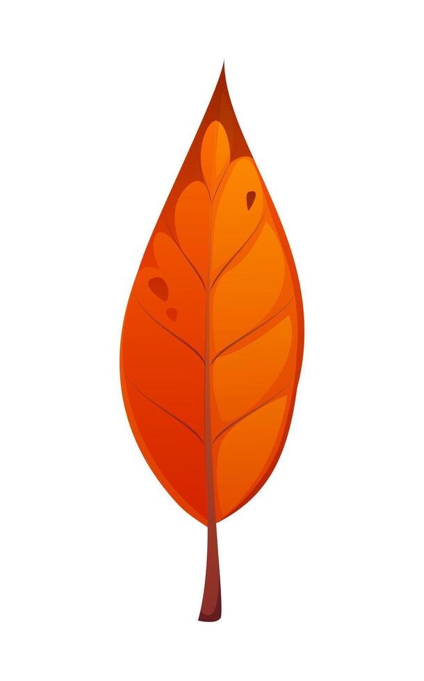 Cartoon orange brown autumn leaf, tree foliage vector