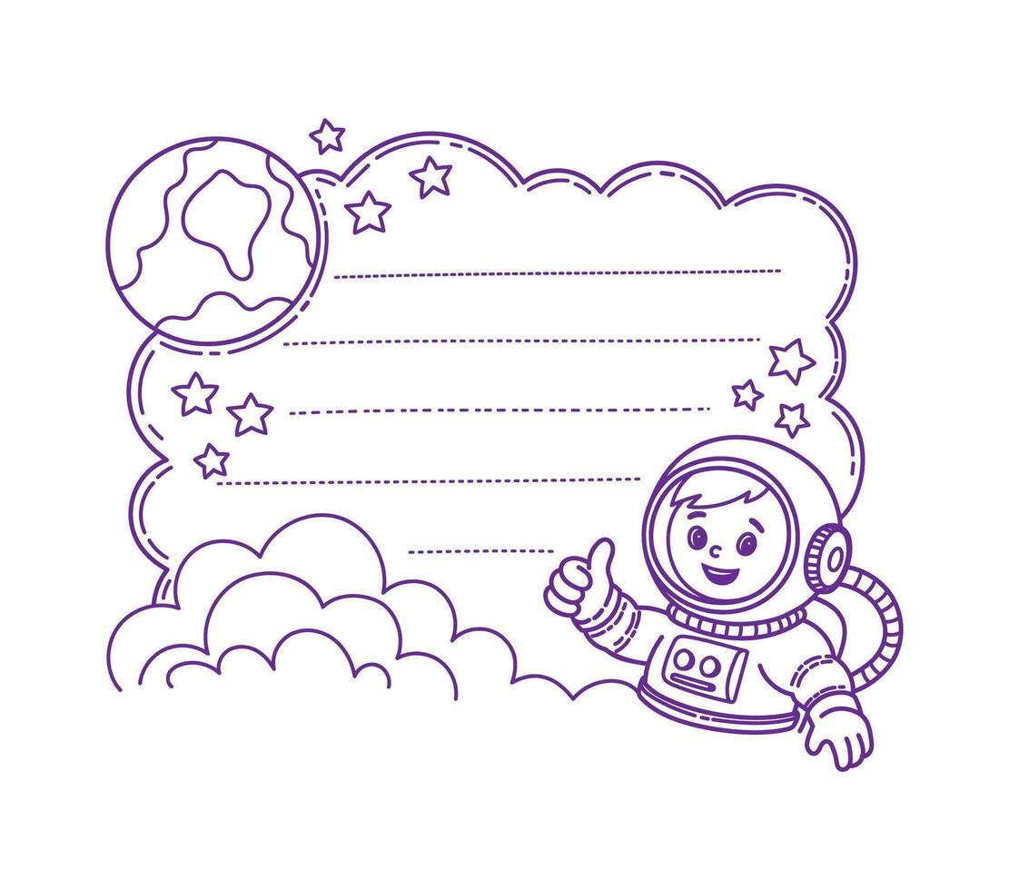 Galaxy space astronaut kids memo note frame vector