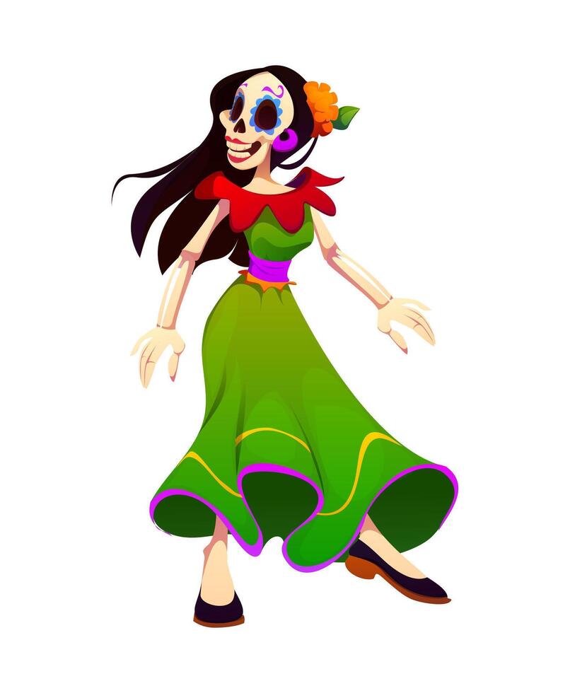 Day of the dead Catrina woman dancer character vector