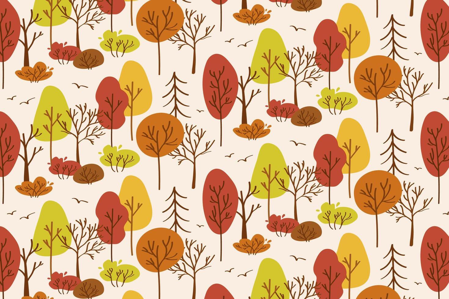 Colorful autumn forest illustration pattern vector