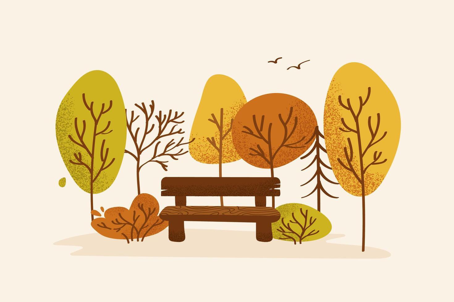 Bench among colorful autumn trees vector