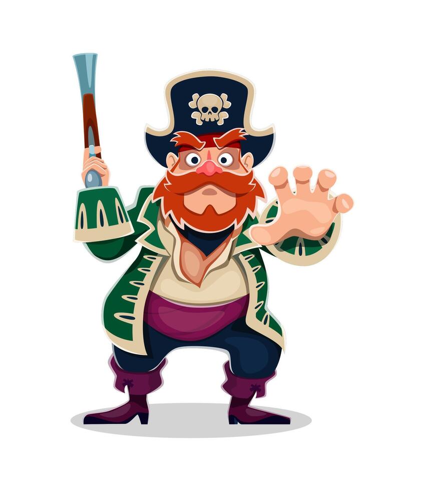 Cartoon pirate or corsair funny boatswain character vector