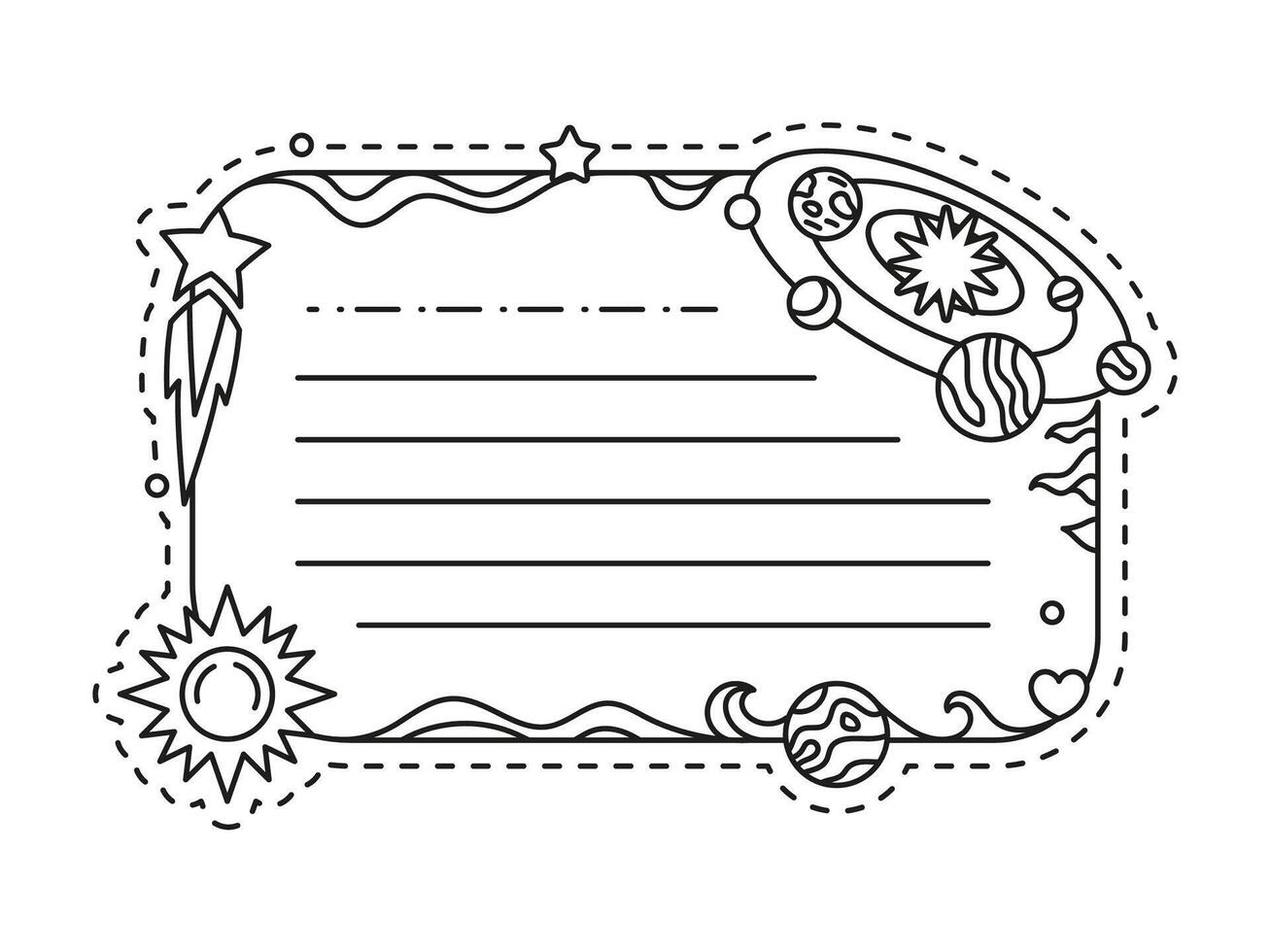 Space galaxy planets kids memo note template vector