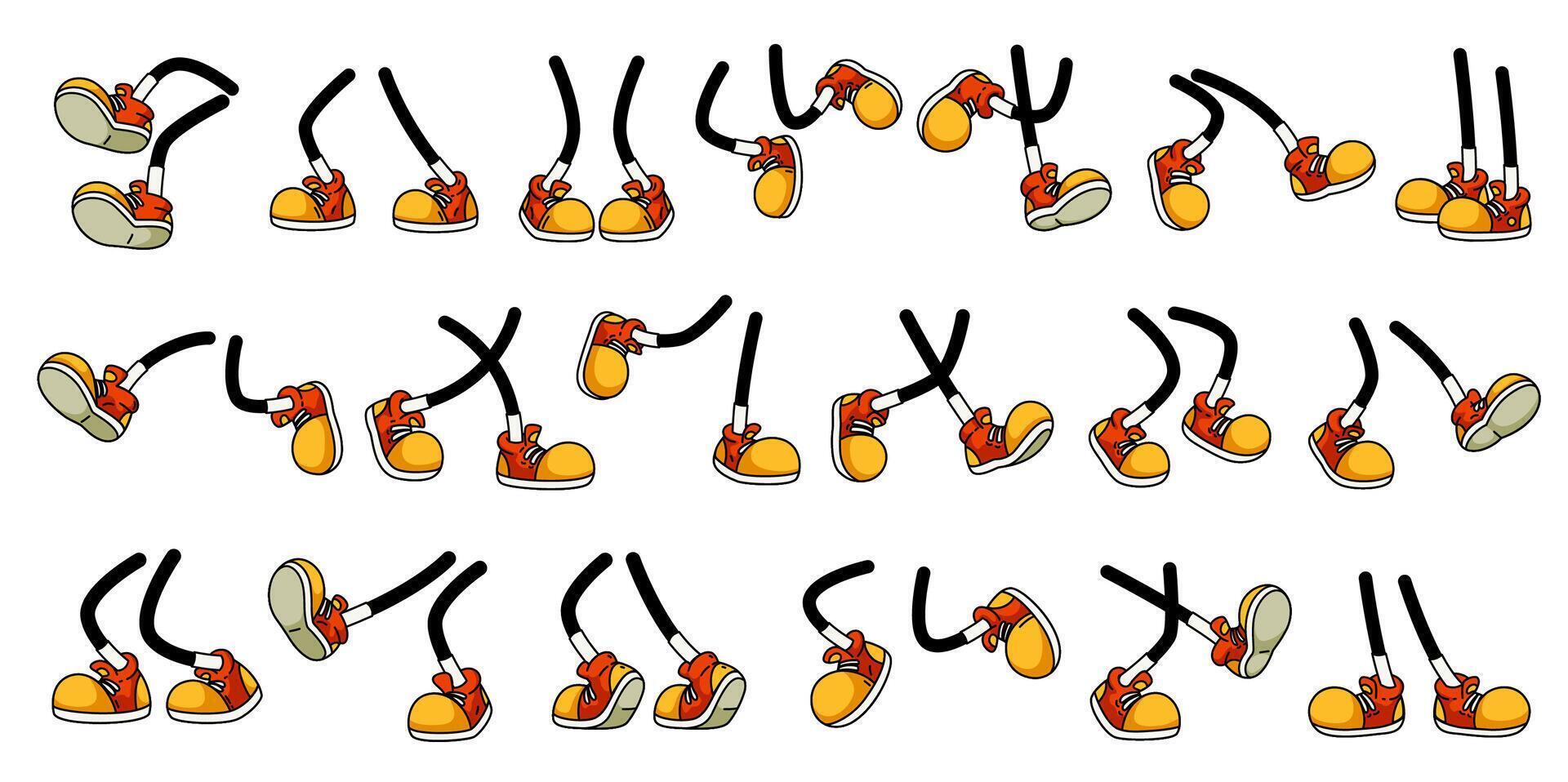 Cartoon mascot legs and foots, retro set vector