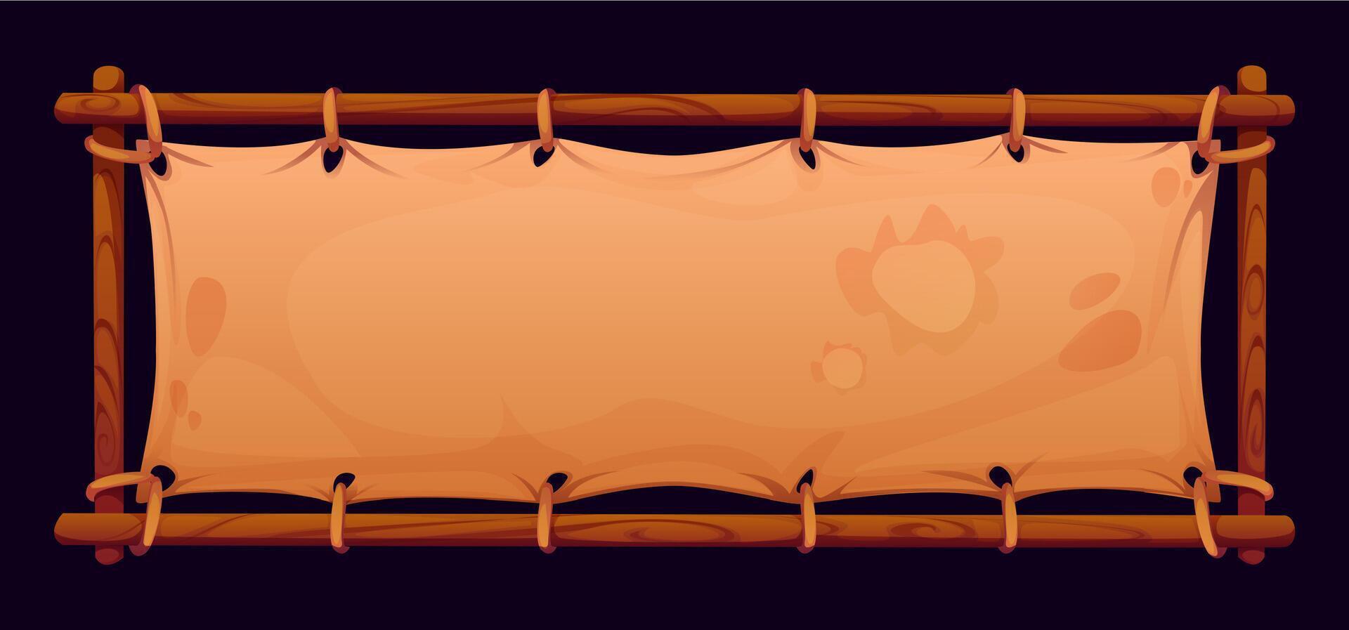 Pirate signboard banner, wood planks and canvas vector