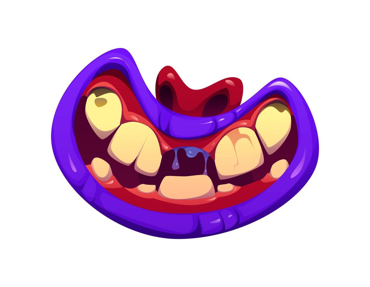 Halloween creepy drool monster smiling jaw vector