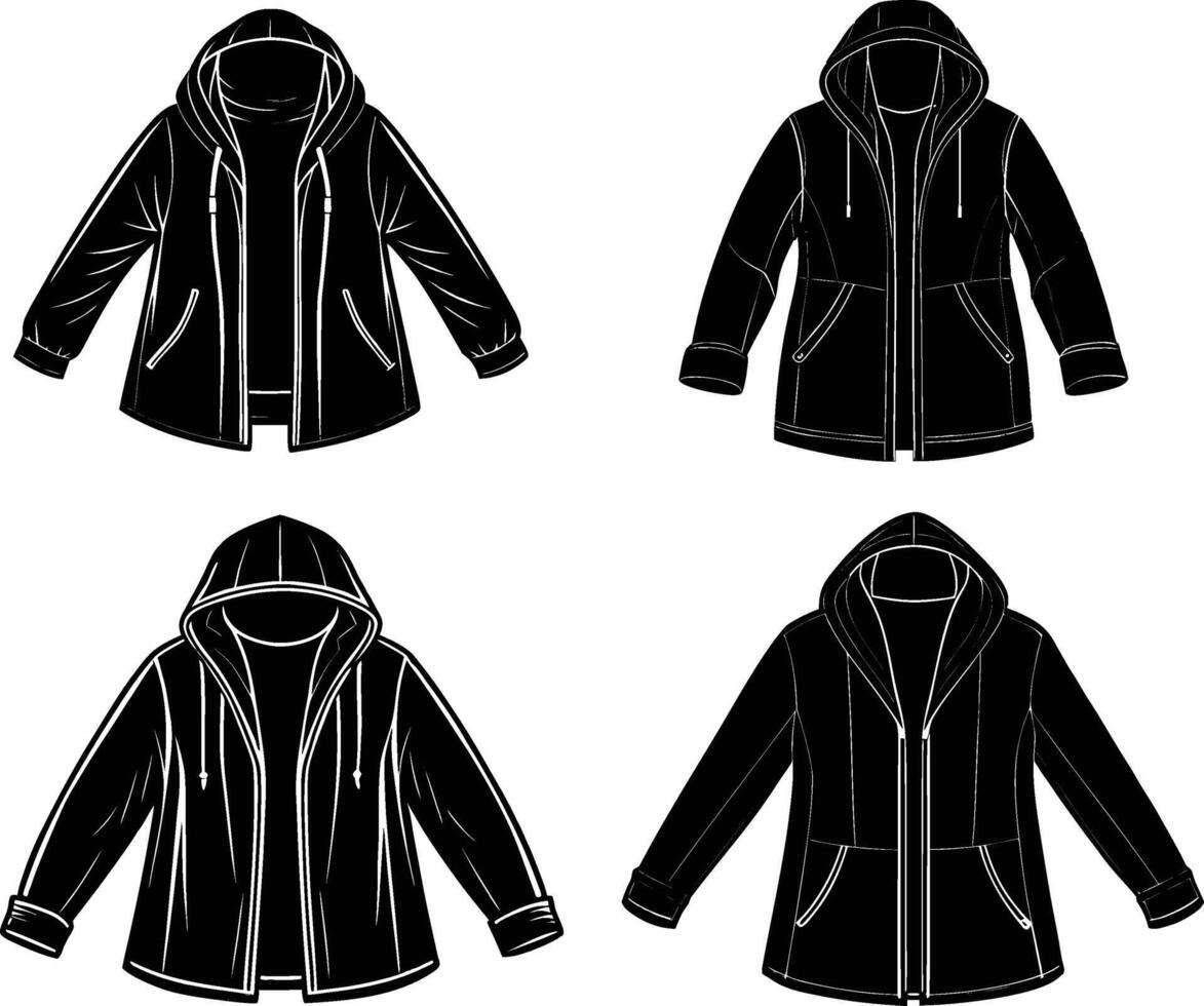 Hooded Sweatshirts Silhouettes vector