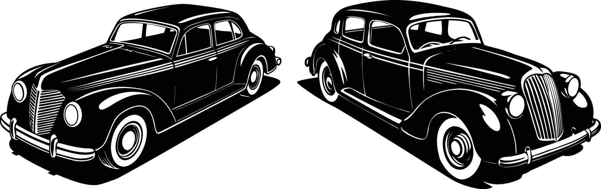 Classic Black Cars silhouette Illustration vector