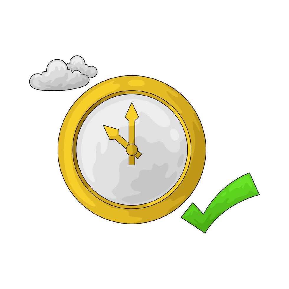 clock with green tick vector