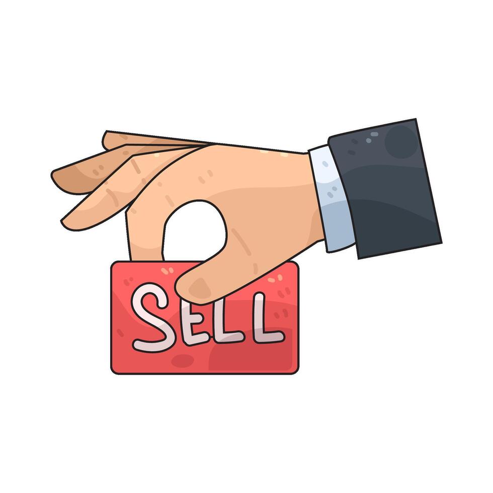 hand holding sell sign vector