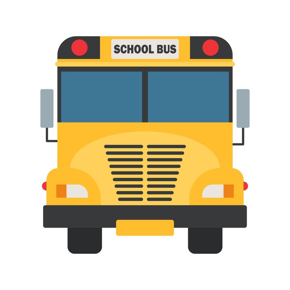 Bright yellow school buses lined up in a row on a clear day. Classic vehicles showcasing vibrant color and uniform design. vector