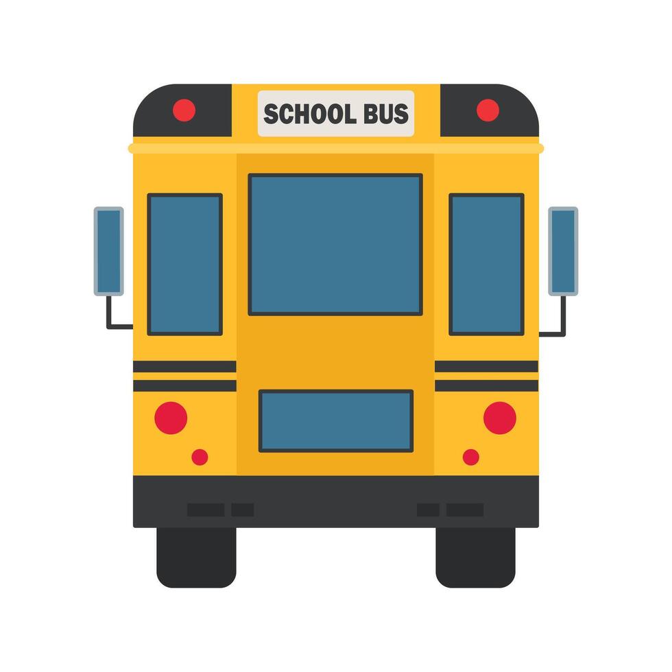 Bright yellow school buses lined up in a row under a clear sky. Flat illustration showcasing vibrant transportation vehicles in detailed arrangement. vector