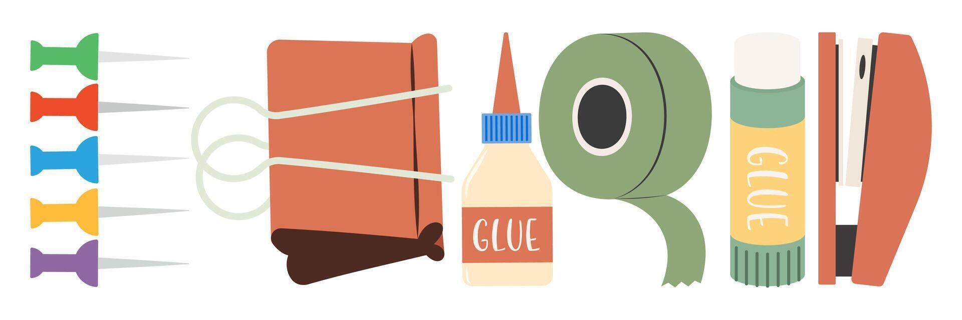 Colorful stationery supplies for crafting vector