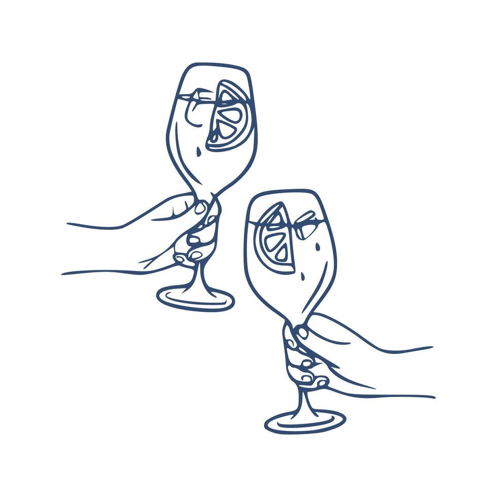 Hand Drawn Sangria Drink - Line Art Drink Illustration vector