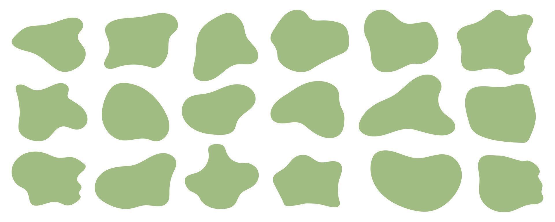 Blob shapes collection. Organic shapes green abstract fluid forms random blobs. Design elements isolated. illustration. vector
