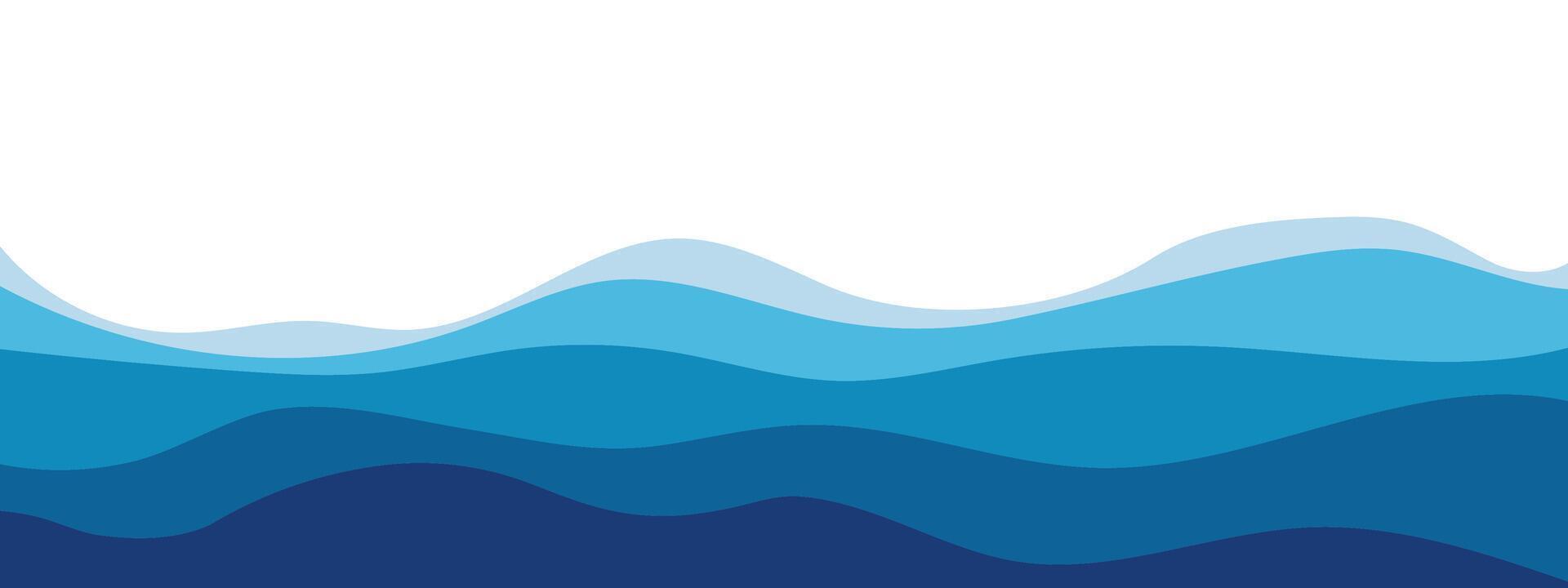 Blue sea wave background. Ocean abstract waves lines wallpaper. vector