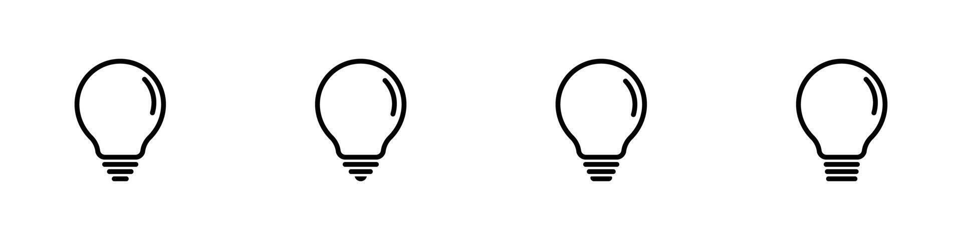 Lightbulb icon set. Idea symbol. Light, innovation, solution, creative thinking, electricity. illustration. vector