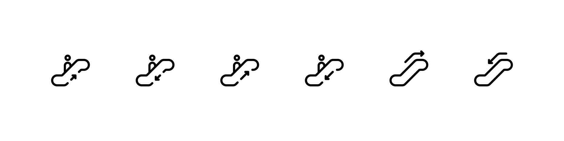 Escalator icon set. Elevator up and down. Movement sign. Escalator directions. illustration. vector