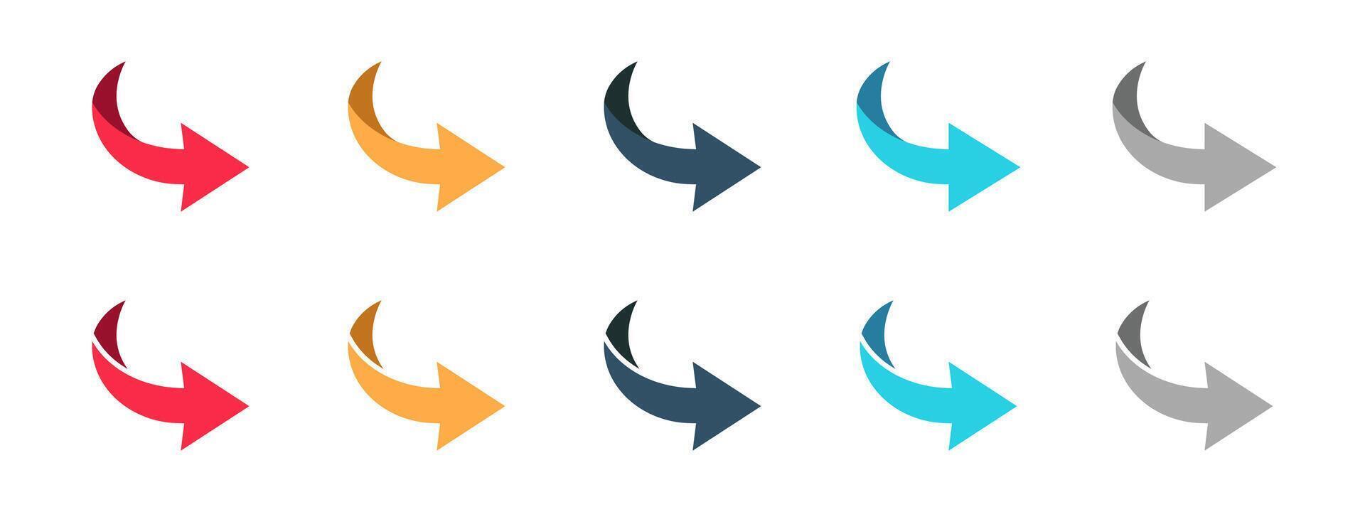 Arrow icon set. Colored arrow symbols. Directional arrows. graphic elements. illustration. vector