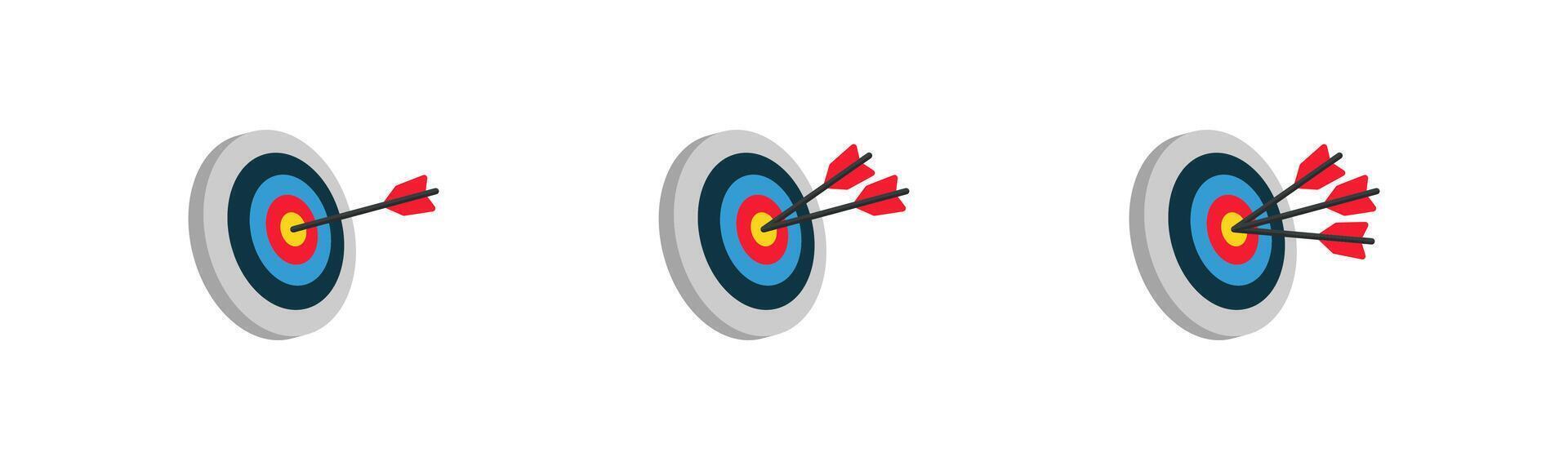Archery target icon set. Shooting target setup. Business goal achievement. illustration. vector
