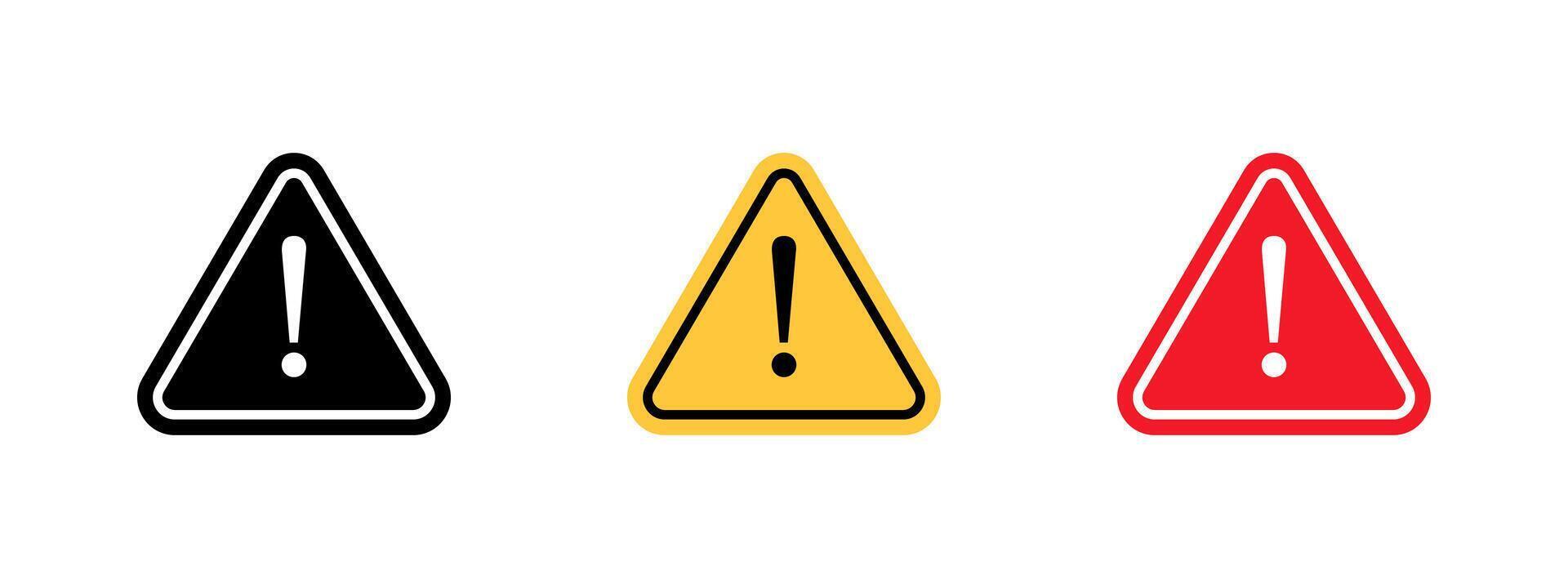 Exclamation marks icon set. Signs of attention. Caution alarm set, danger signs. Warning and attention icons. illustration. vector