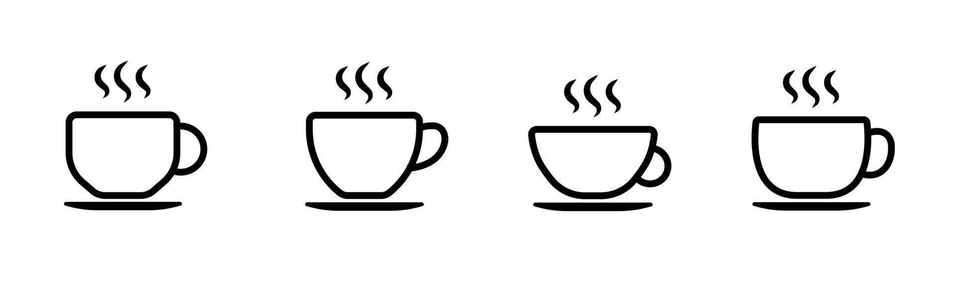 Coffee cup icon set. Hot drink with steam. Cup of coffee or tea. Hot drink symbol. illustration. vector