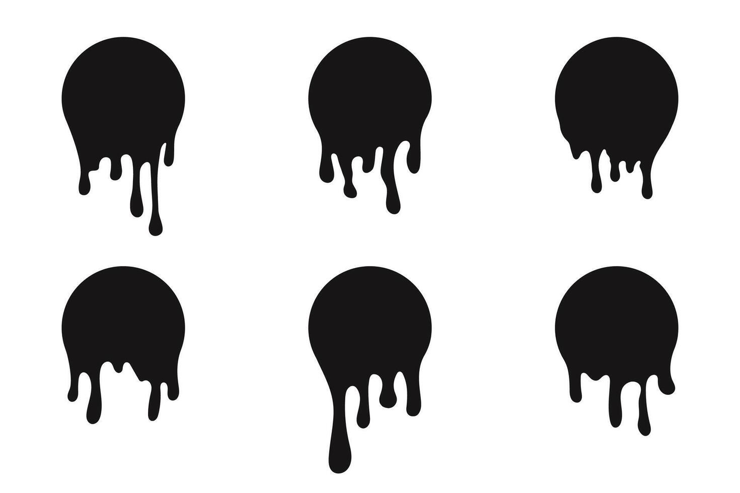 Paint flow icon set . Black dripping oil stain, melt drips, and liquid. illustration. vector