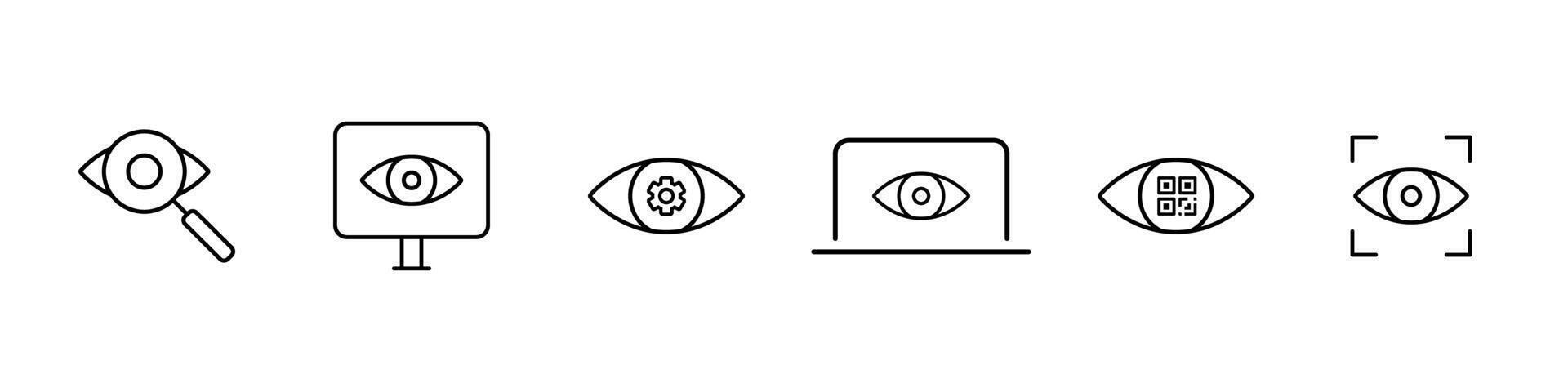 Vision and monitoring outline icon set. illustration. vector