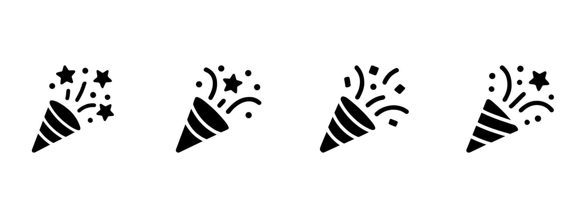 Confetti icon set. Exploding party popper icon. Surprise, fun, and joy symbol. illustration. vector