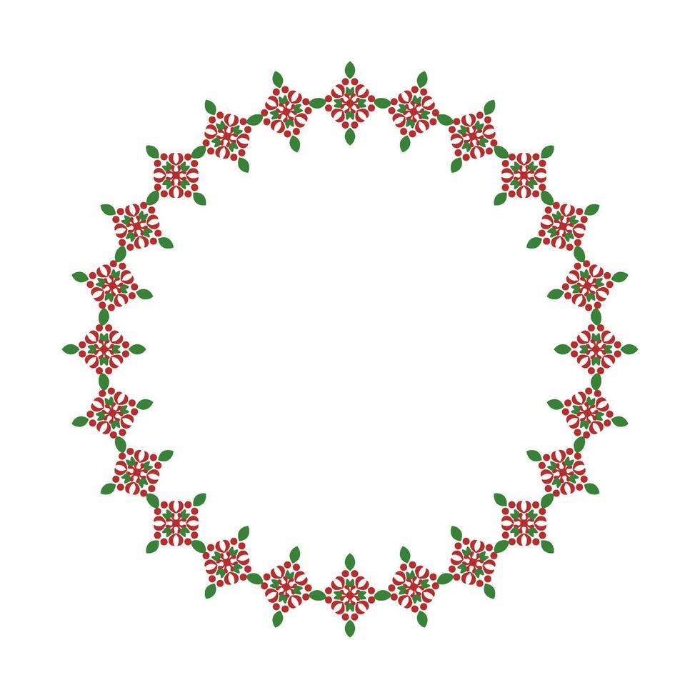 Round frame pattern floral design Christmas theme. circular border. vector