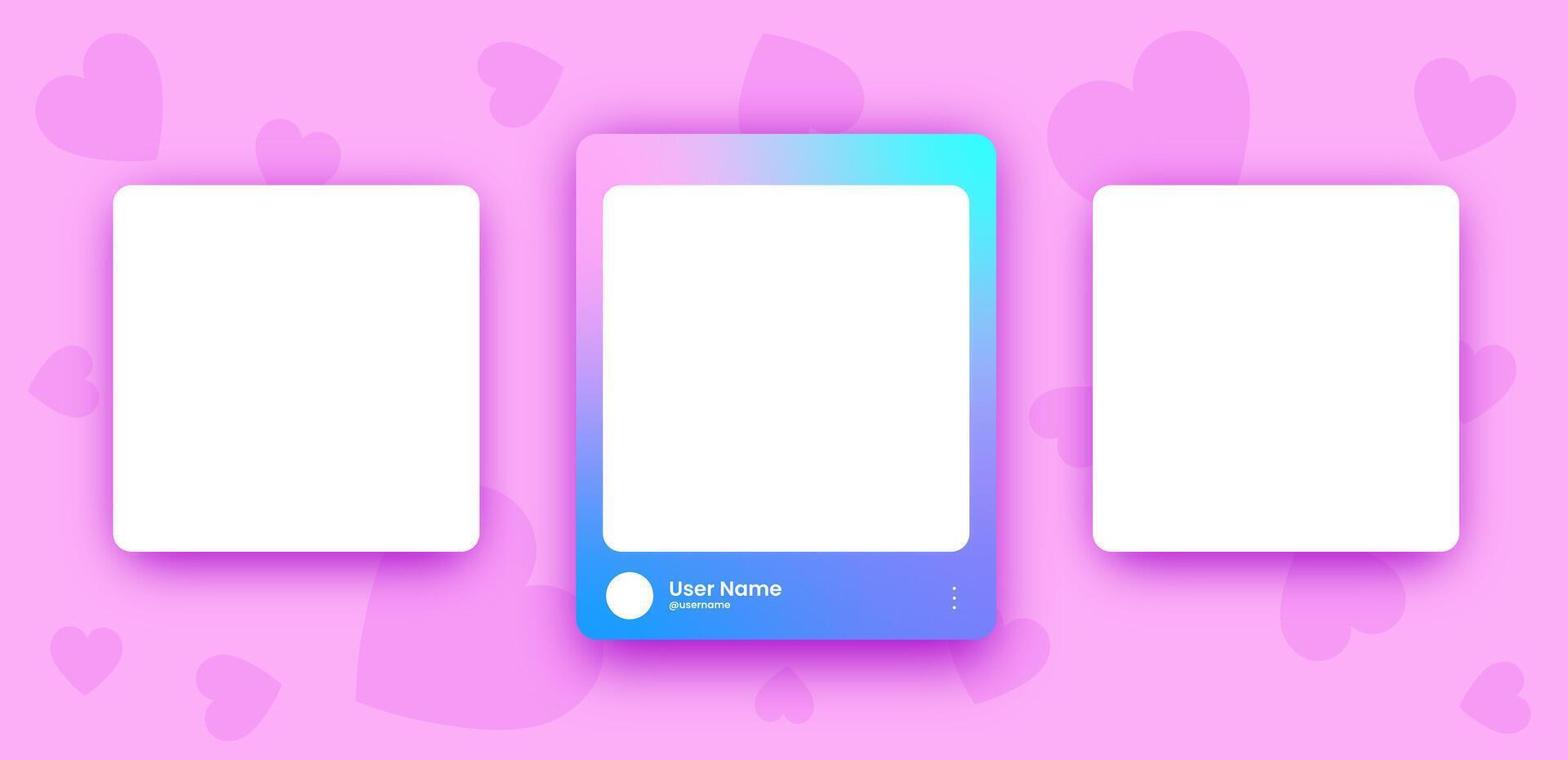 Social media frame collection template. Colorful social media design interface. vector