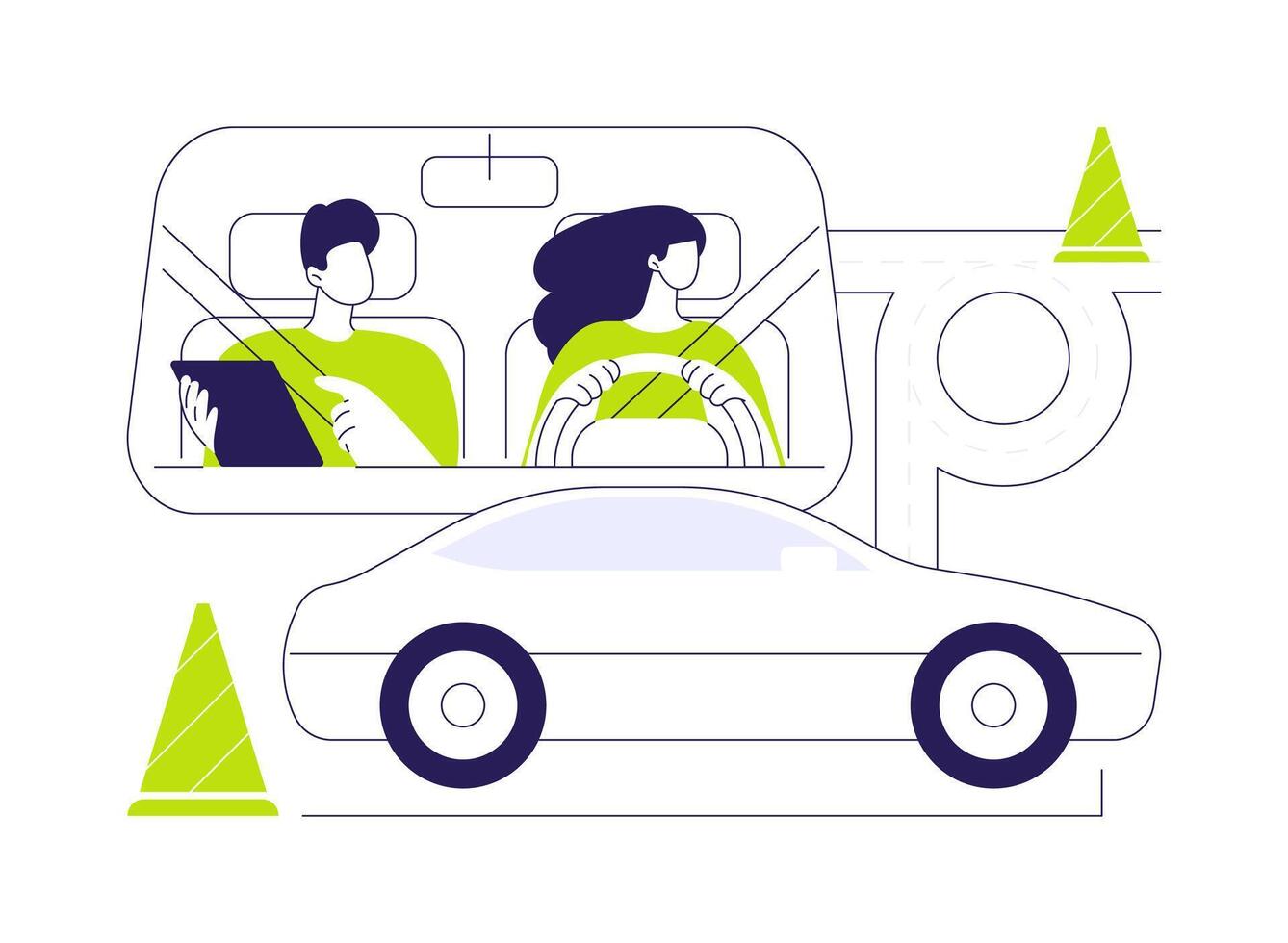 Learn basic maneuvering abstract concept illustration. vector