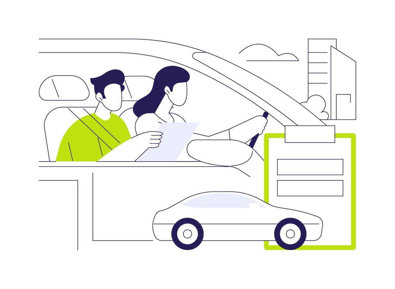 Road test abstract concept illustration. vector