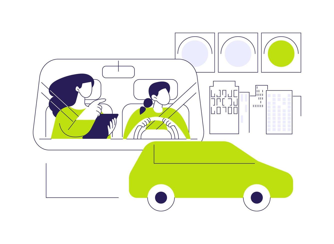 City driving lesson abstract concept illustration. vector