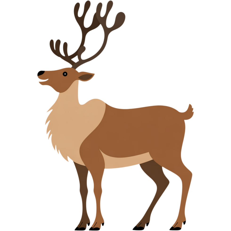 Illustrated Reindeer with Branch Antlers png