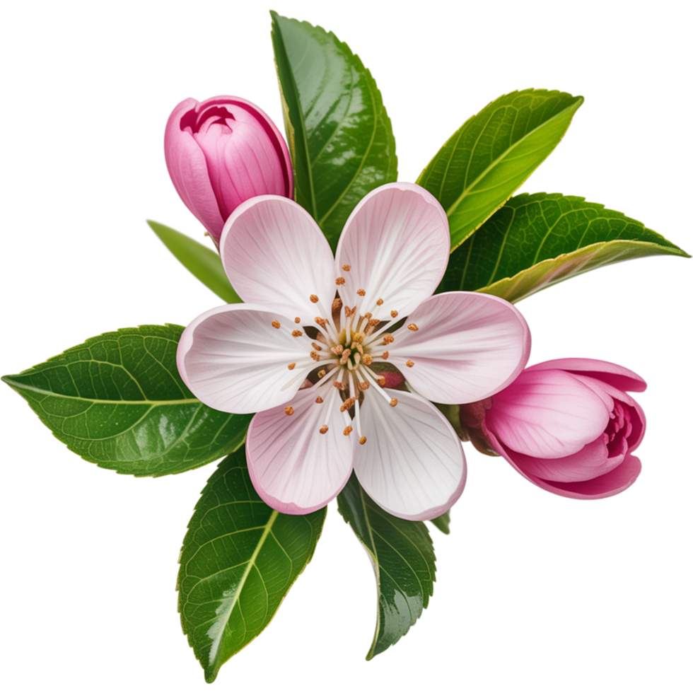 Close-up of Pink and White Apple Blossom Flowers png