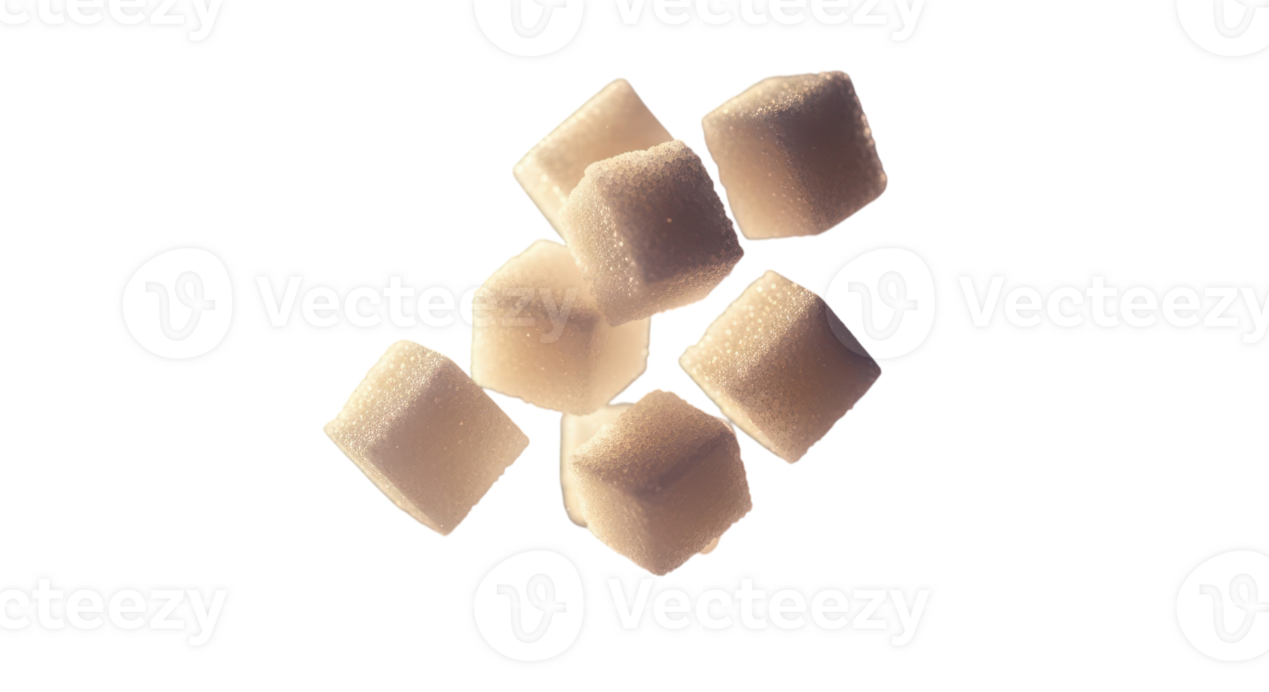 Pile of sugar cubes isolated on transparent background png